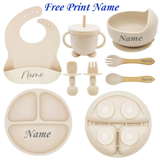 MiniMonogram™ Personalised Kids Feeding Set – Safe Silicone Baby Tableware & Newborn Gift