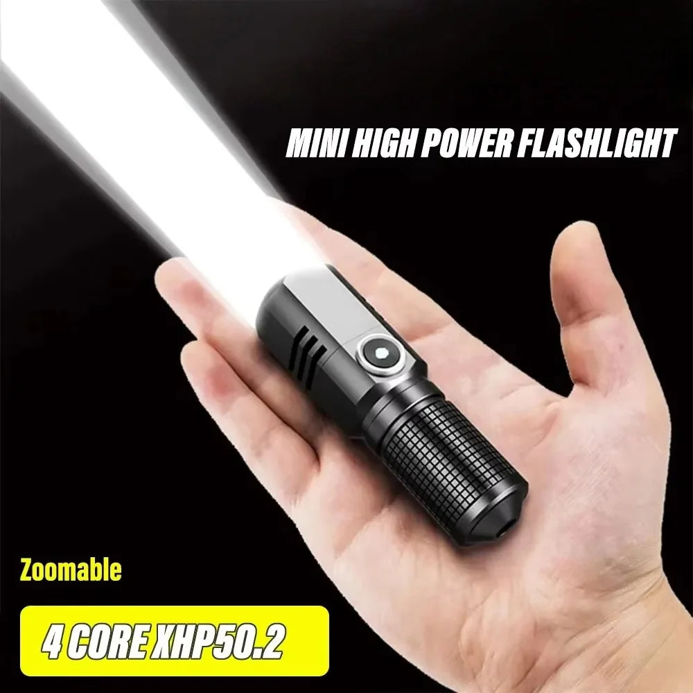 BrightCore Mini Torch – USB-C Rechargeable XHP50 LED Flashlight 1500lm