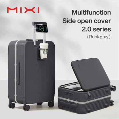 AeroCase™ Aluminium Frame Cabin Suitcase – Rolling Carry-On with USB Port, Cup & Phone Holder (20/24”)