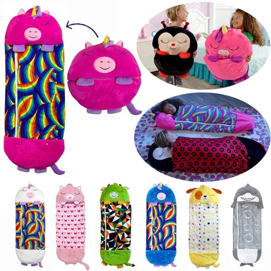 DreamPals Sleepy Sack – Warm Sleeping Bag with plush pillow and fun prints for Boys & Girls
