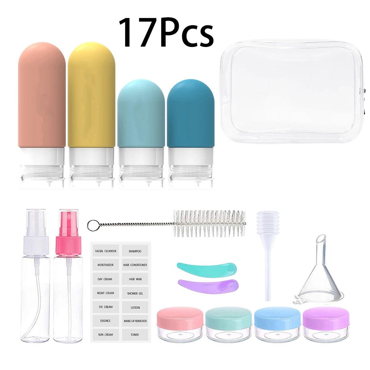 SqueezeMate 16 – TSA-Approved Silicone Travel Bottles Set