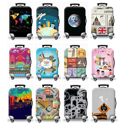 GlobeTrotter™ Elastic World Map Luggage Cover – Thick Zippered Suitcase Protector for 18–32" Bags