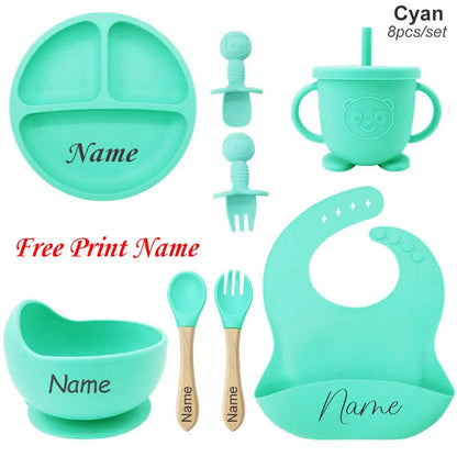 MiniMonogram™ Personalised Kids Feeding Set – Safe Silicone Baby Tableware & Newborn Gift