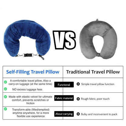 AirEase™ Fillable Neck Pillow – Adjustable Support for Car, Train & Plane