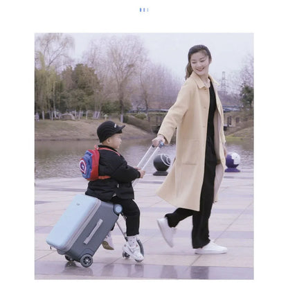 TravelTots™ Ride-On Stroller Suitcase – Durable Waterproof Kids Luggage for Sitting & Riding