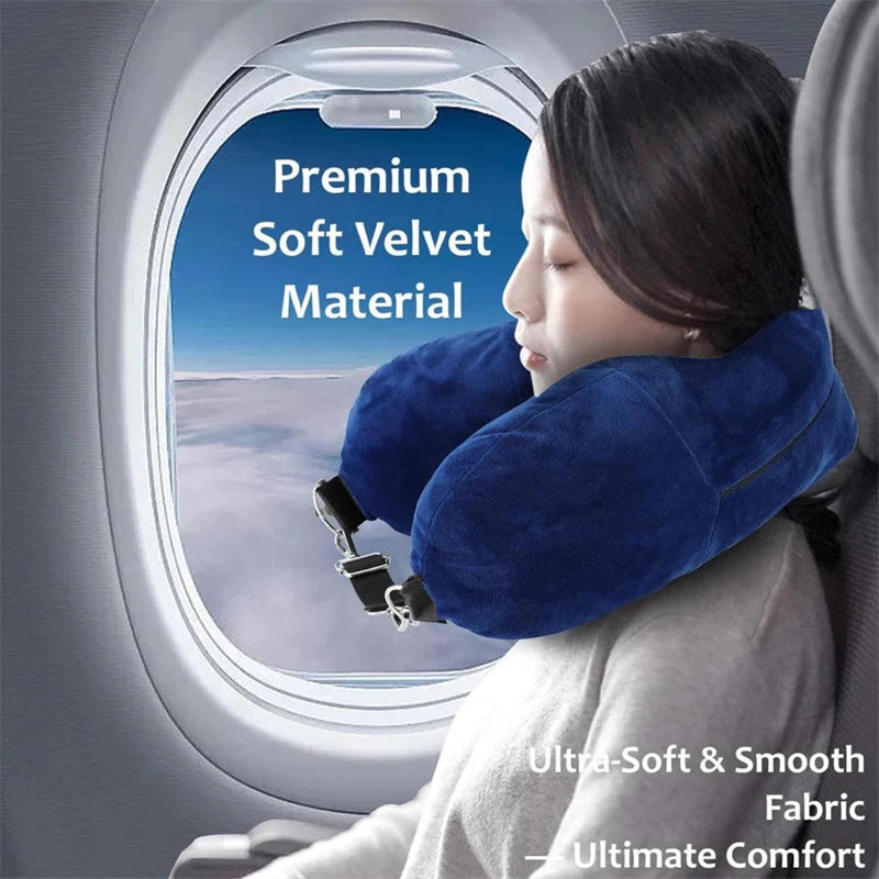 AirEase™ Fillable Neck Pillow – Adjustable Support for Car, Train & Plane