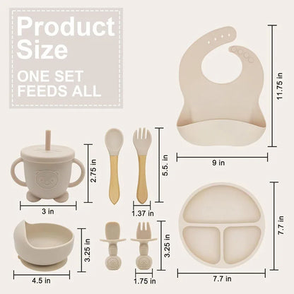 MiniMonogram™ Personalised Kids Feeding Set – Safe Silicone Baby Tableware & Newborn Gift
