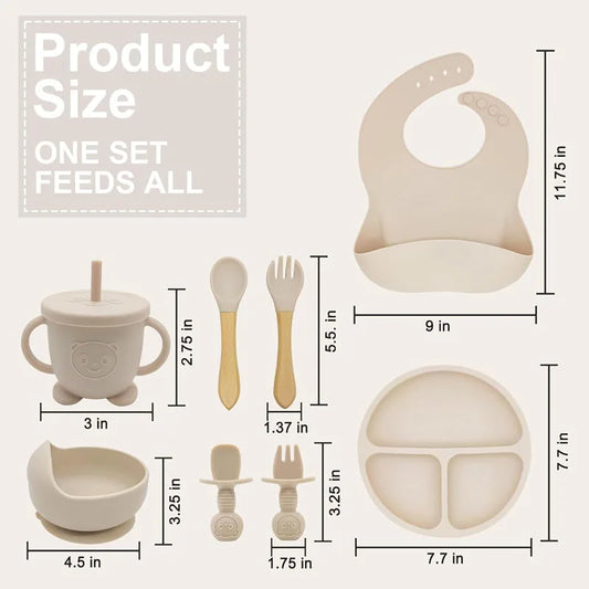 MiniMonogram™ Personalised Kids Feeding Set – Safe Silicone Baby Tableware & Newborn Gift