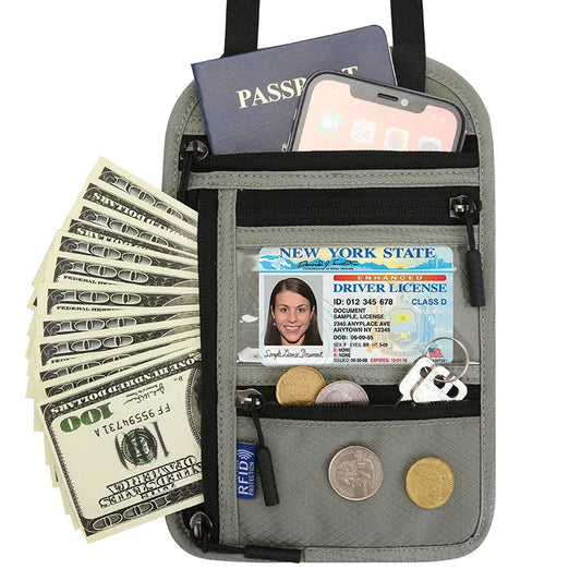 SafePass™ RFID Blocking Passport Wallet – Waterproof Travel Purse with Phone Holder