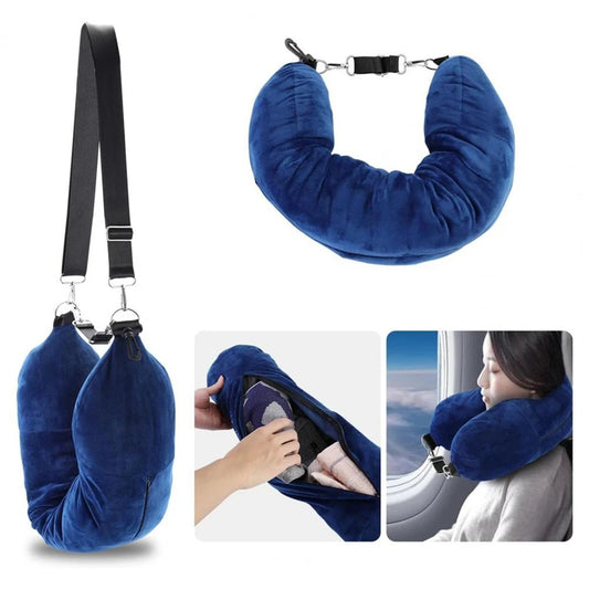 AirEase™ Fillable Neck Pillow – Adjustable Support for Car, Train & Plane
