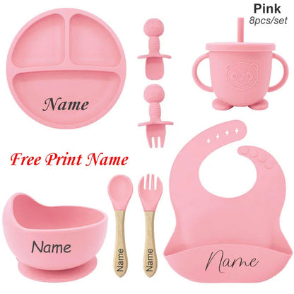 MiniMonogram™ Personalised Kids Feeding Set – Safe Silicone Baby Tableware & Newborn Gift