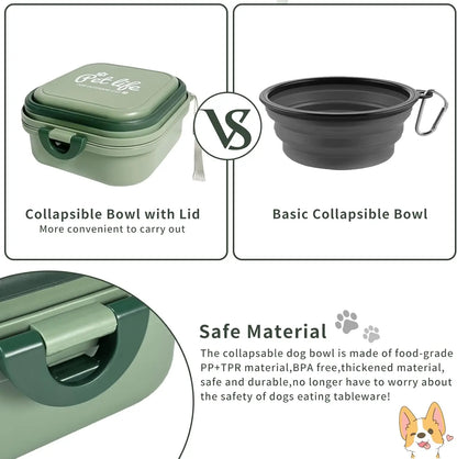 TravelPup™ Collapsible Dog Bowl – Portable 2-in-1 Water & Food Feeder with Lid