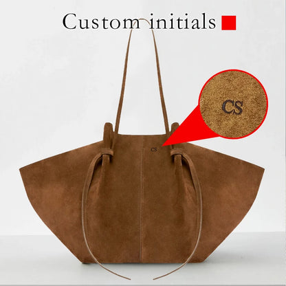 EleganceMonogram™ Custom Initials Tote – Large Capacity Faux Suede Shoulder & Underarm Bag for Women Luxury Designer