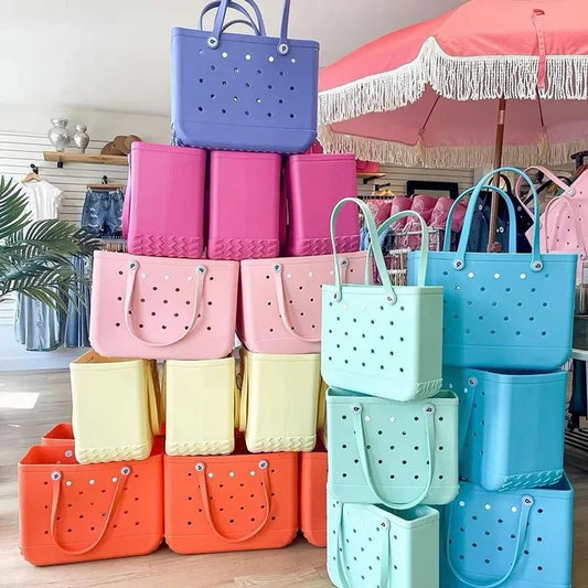 AquaTote EVA Basket Bag – Fashion Solid Colour Travel & Beach Handbag