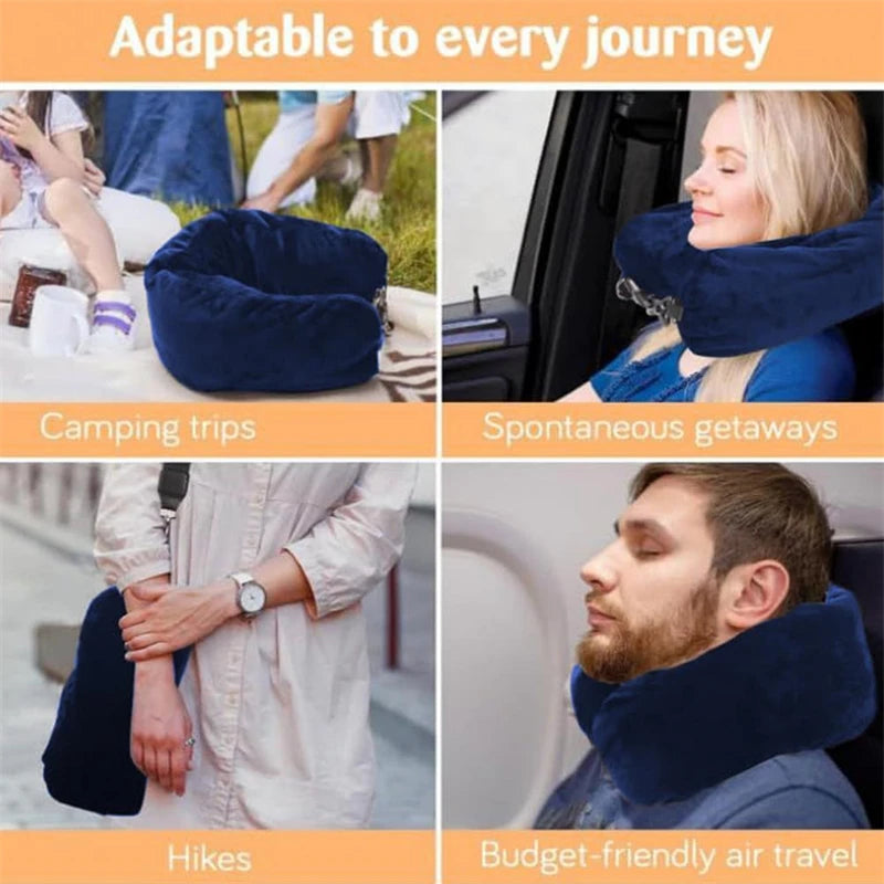 AirEase™ Fillable Neck Pillow – Adjustable Support for Car, Train & Plane