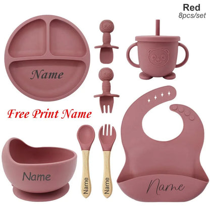 MiniMonogram™ Personalised Kids Feeding Set – Safe Silicone Baby Tableware & Newborn Gift