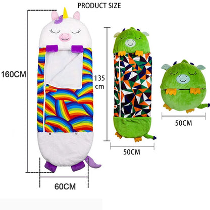 DreamPals Sleepy Sack – Warm Sleeping Bag with plush pillow and fun prints for Boys & Girls
