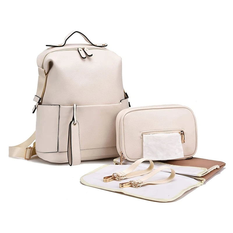 Tote & Tidy Baby Care Bag – Multifunctional Leather Maternity Backpack for Mums