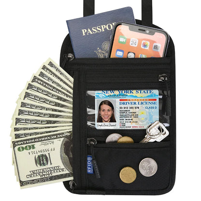 SafePass™ RFID Blocking Passport Wallet – Waterproof Travel Purse with Phone Holder