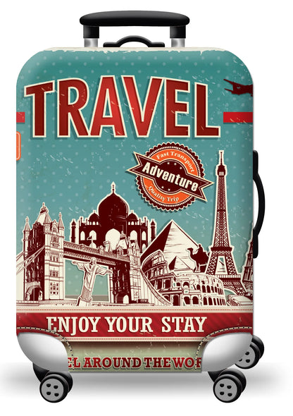 GlobeTrotter™ Elastic World Map Luggage Cover – Thick Zippered Suitcase Protector for 18–32" Bags